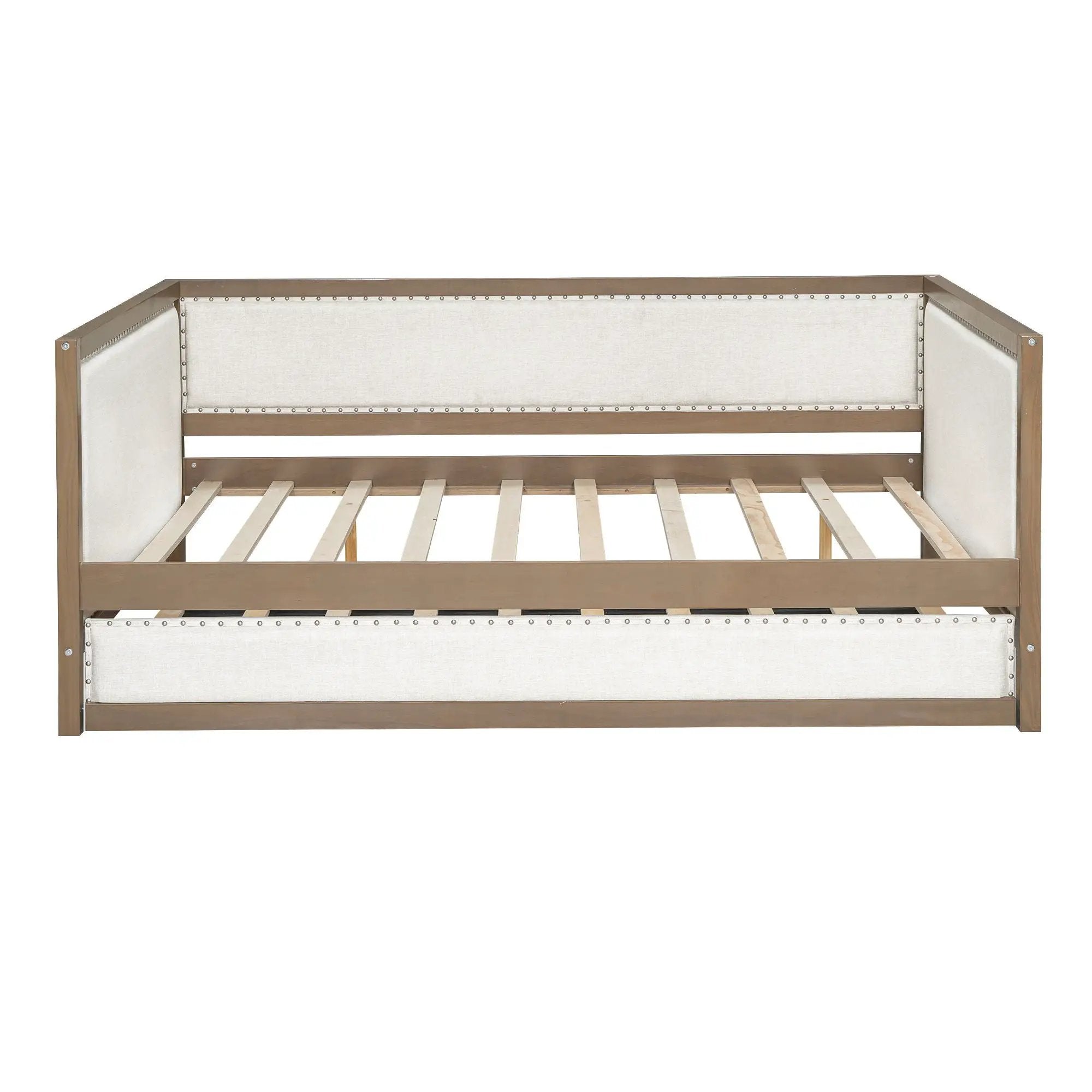 Full Size Daybed With Trundle And Nailhead Decoration - Wood by HouseOfZazla