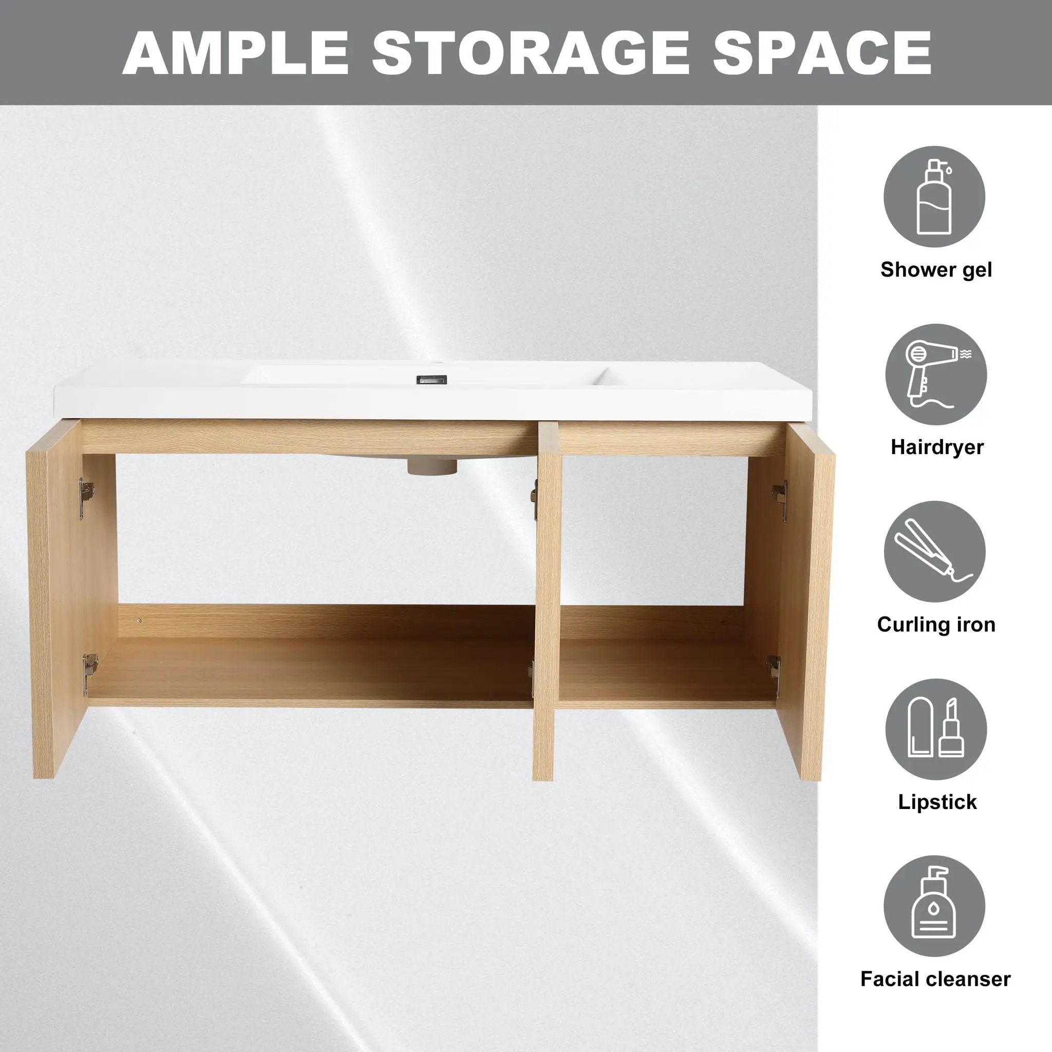 Wall-Mounted Bathroom Vanity With Resin Sink And Soft Closing Doors by Unique Piece Furniture