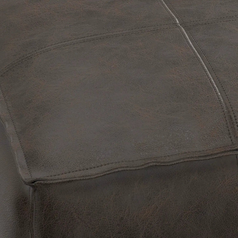 Sheffield - Square Pouf - Distressed Dark Brown by Unique Piece Furniture