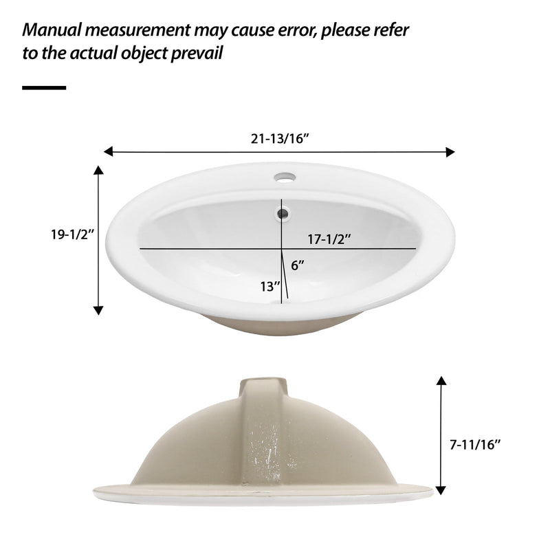 21.8 Inch Drop-In Bathroom Sink by HouseOfZazla