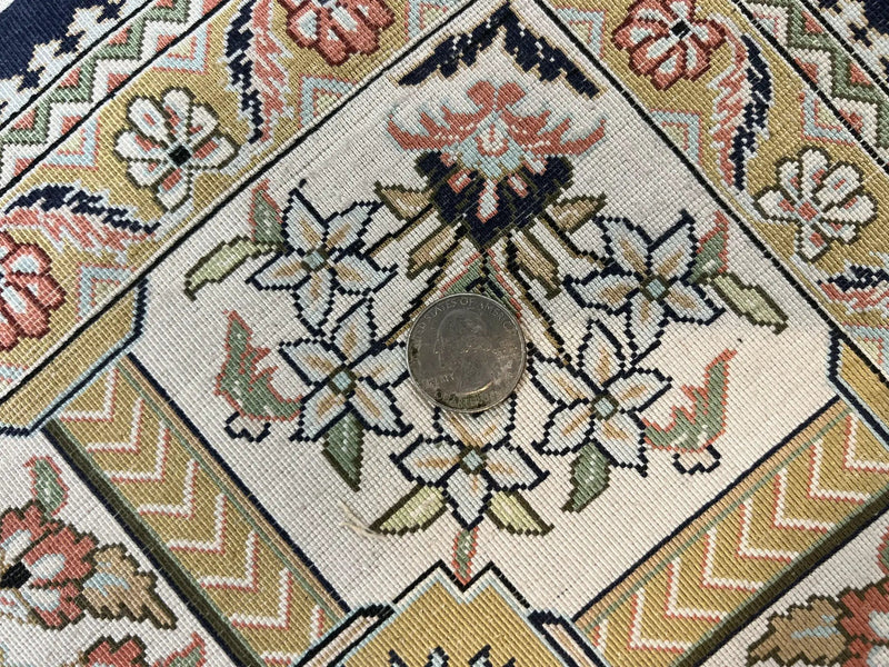 Wonderful Sino Persian Silk Rug 4x6, Tree of LIfe Design, Masterpiece 575 KPSI, Birds, Prayer Rug, Black, Silk on Silk by Jewel Rugs