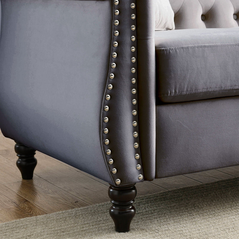 Chesterfield Sofa With Rolled Arms And Nailhead Trim by HouseOfZazla