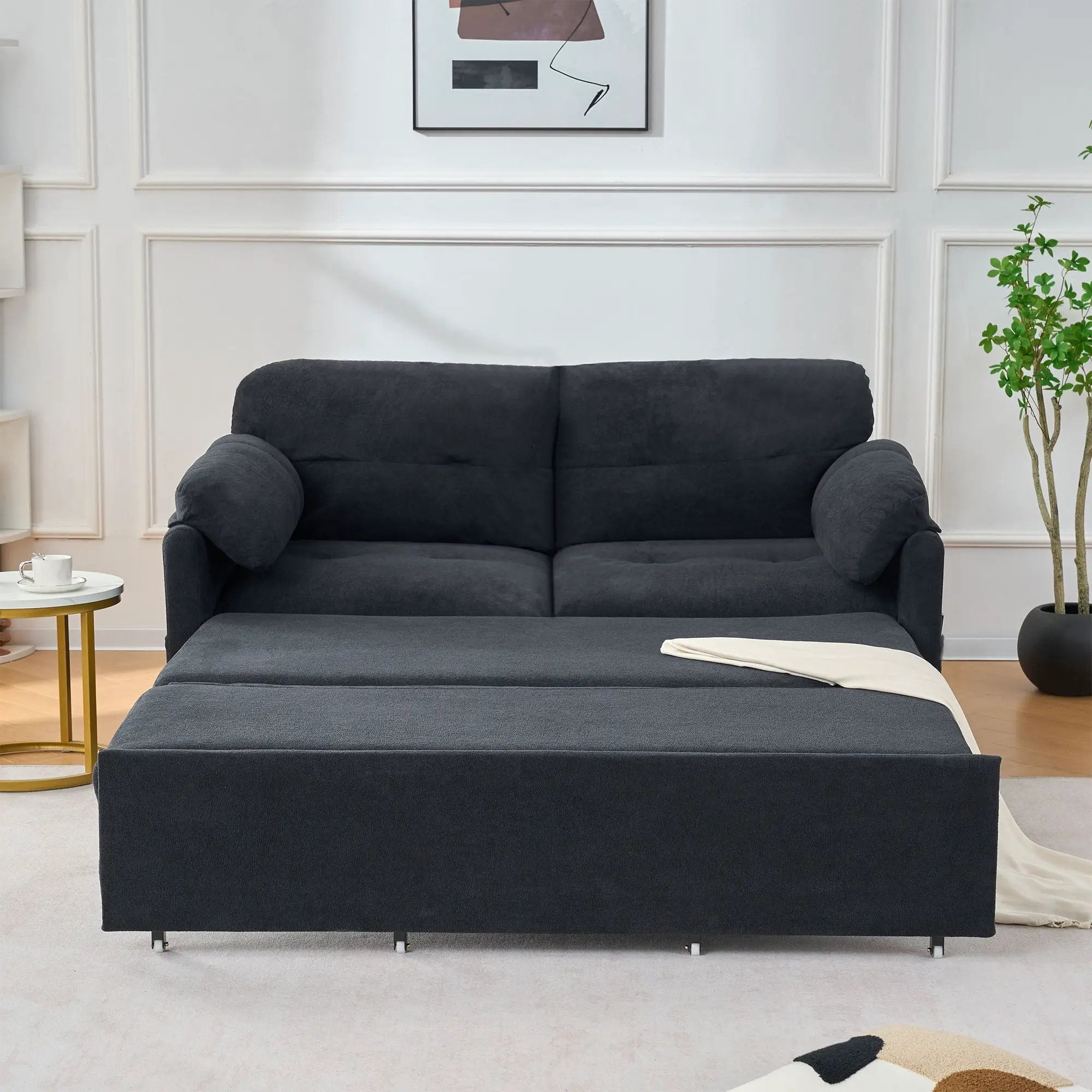 Convertible Pull Out Sofa Bed Queen Size, 3 In 1 With Side Storage by Unique Piece Furniture