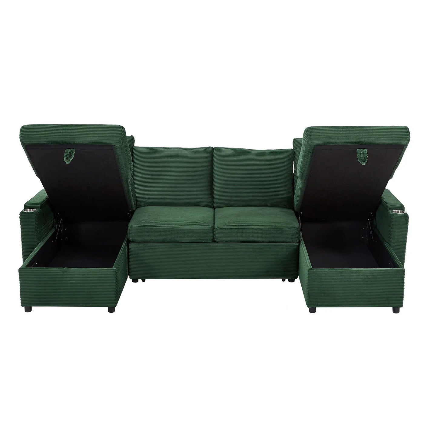 U Shaped Sectional Sofa Bed With Storage Chaise Lounges, USB Ports, And Cup Holders by Unique Piece Furniture