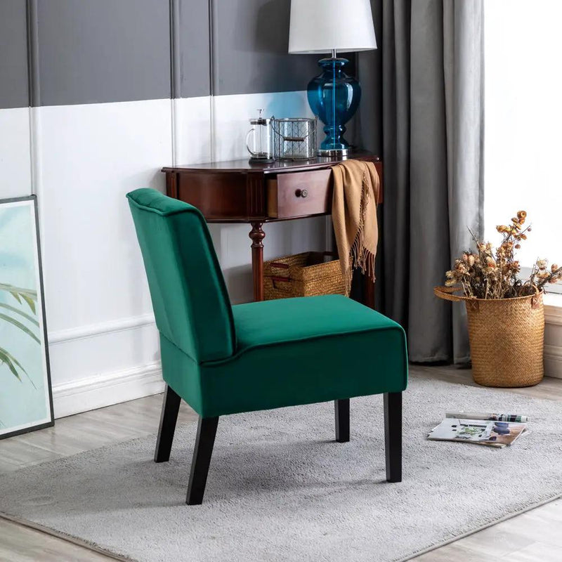 Reese - Living Room Armless Button Tufted Pattern Accent Chair (Set of 2) by HouseOfZazla