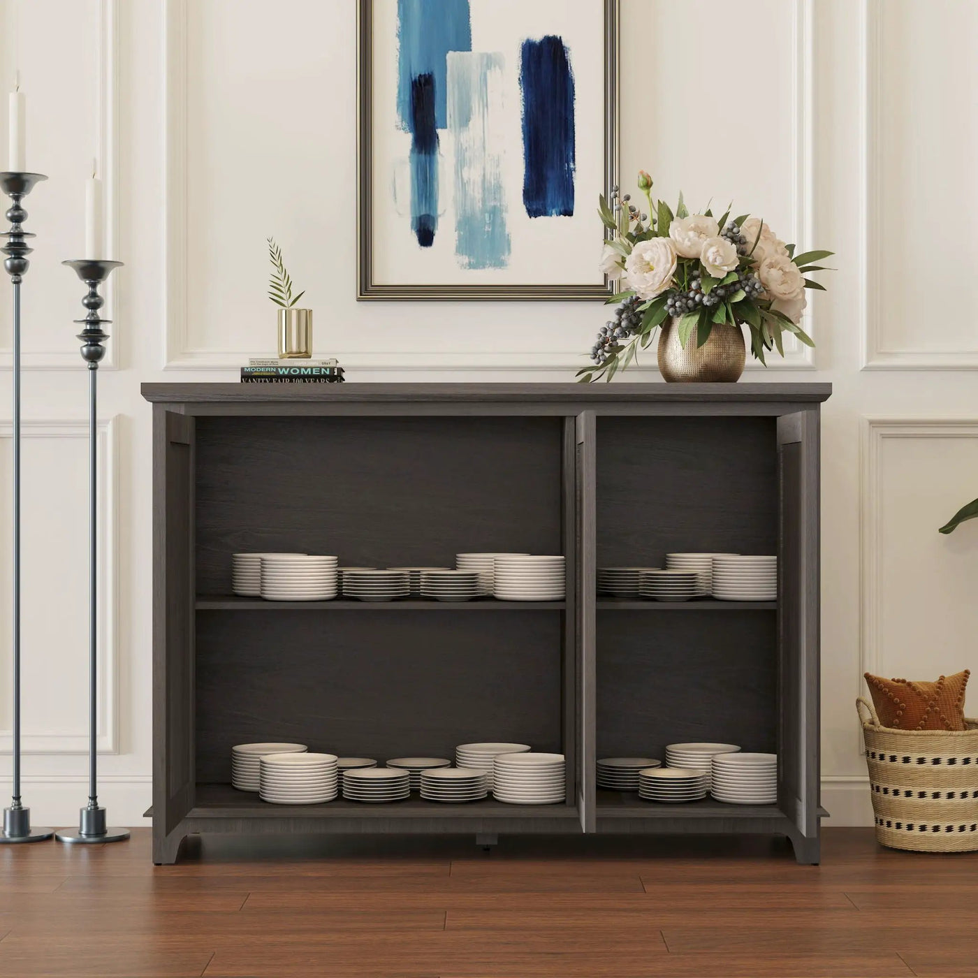 3 Door Mirrored Sideboard Cabinet With Adjustable Shelves by HouseOfZazla