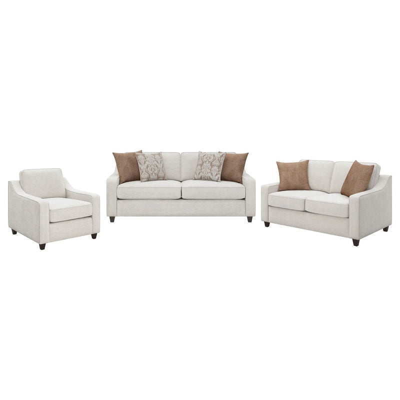 Christine 3-piece Upholstered Sloped Arm Sofa Set Beige by Unique Piece Furniture