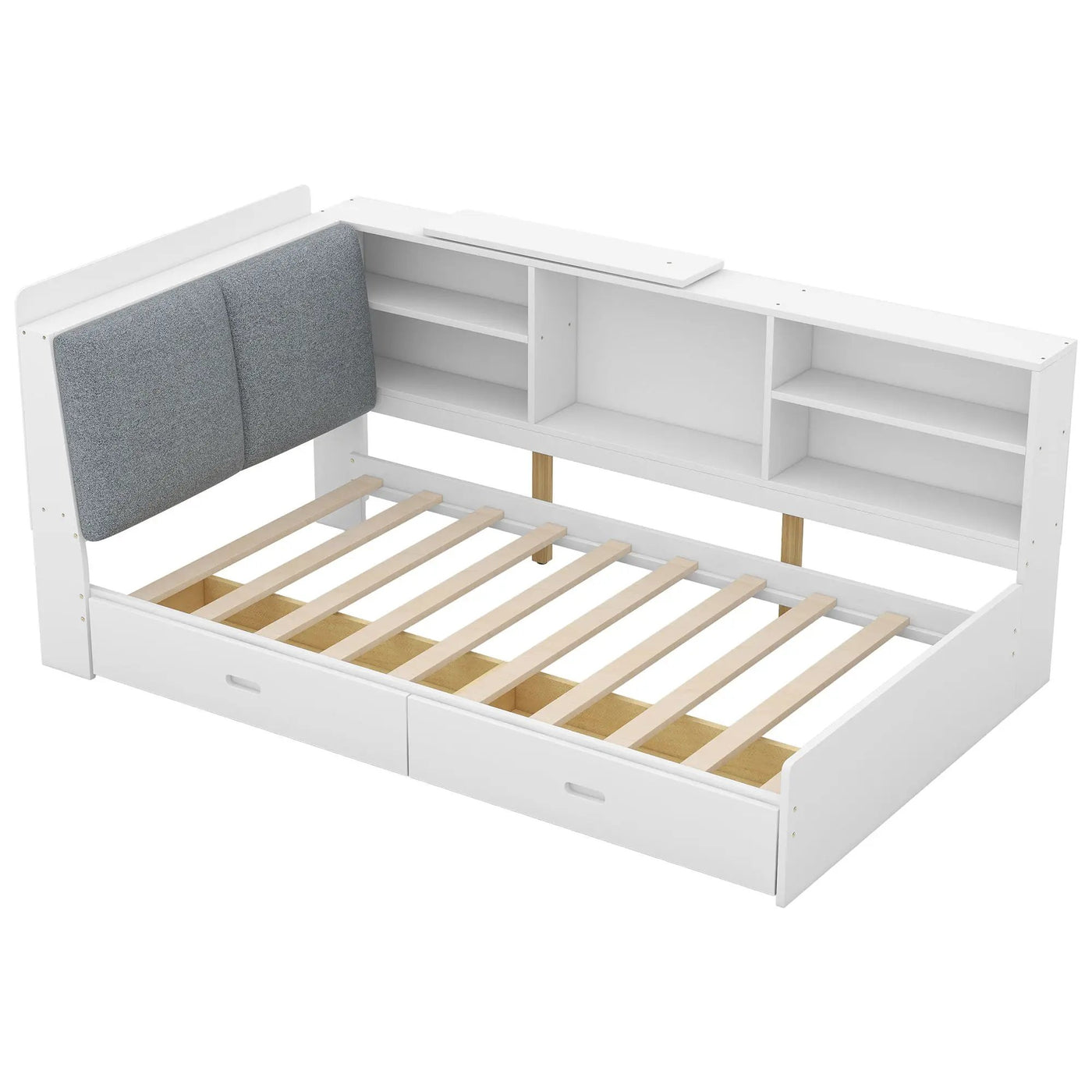 Platform Bed With Storage Headboard, Shelves And 2 Drawers by HouseOfZazla