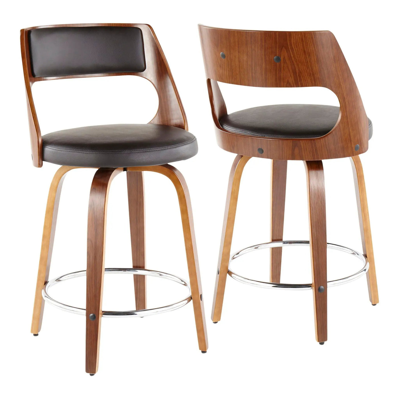 Cecina - Mid-Century Modern Fixed Height Counter Stool With Swivel And Round Footrest (Set of 2) by HouseOfZazla