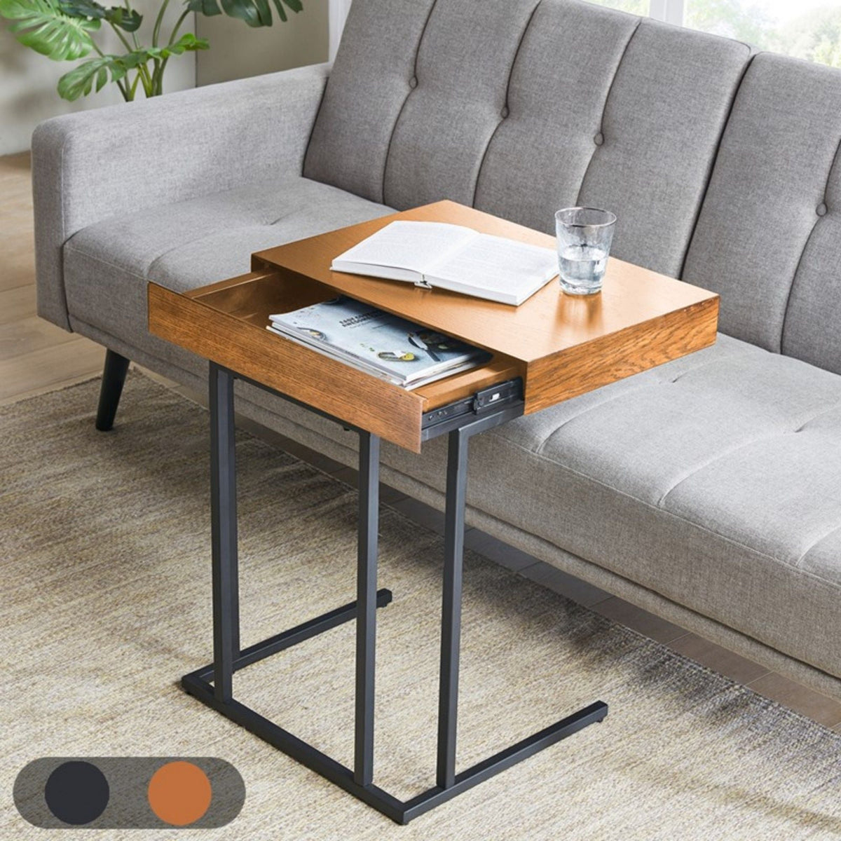Wynn Pull Up Table with Storage Compartment – Pecan, photo 3 of 5