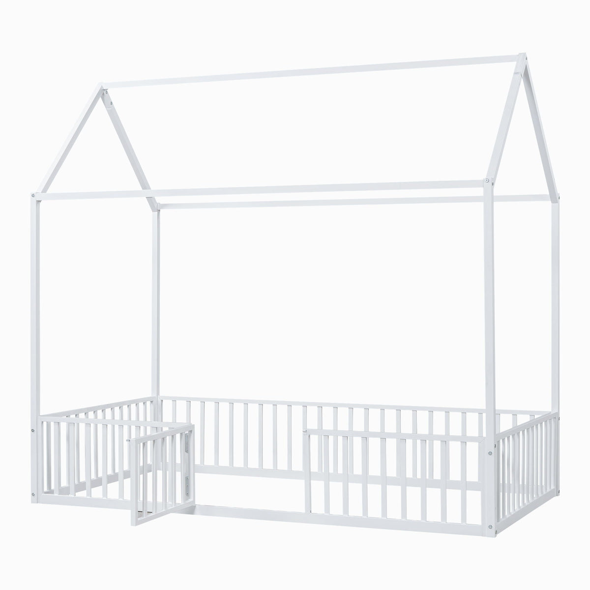 Metal House Bed With Fence And Door