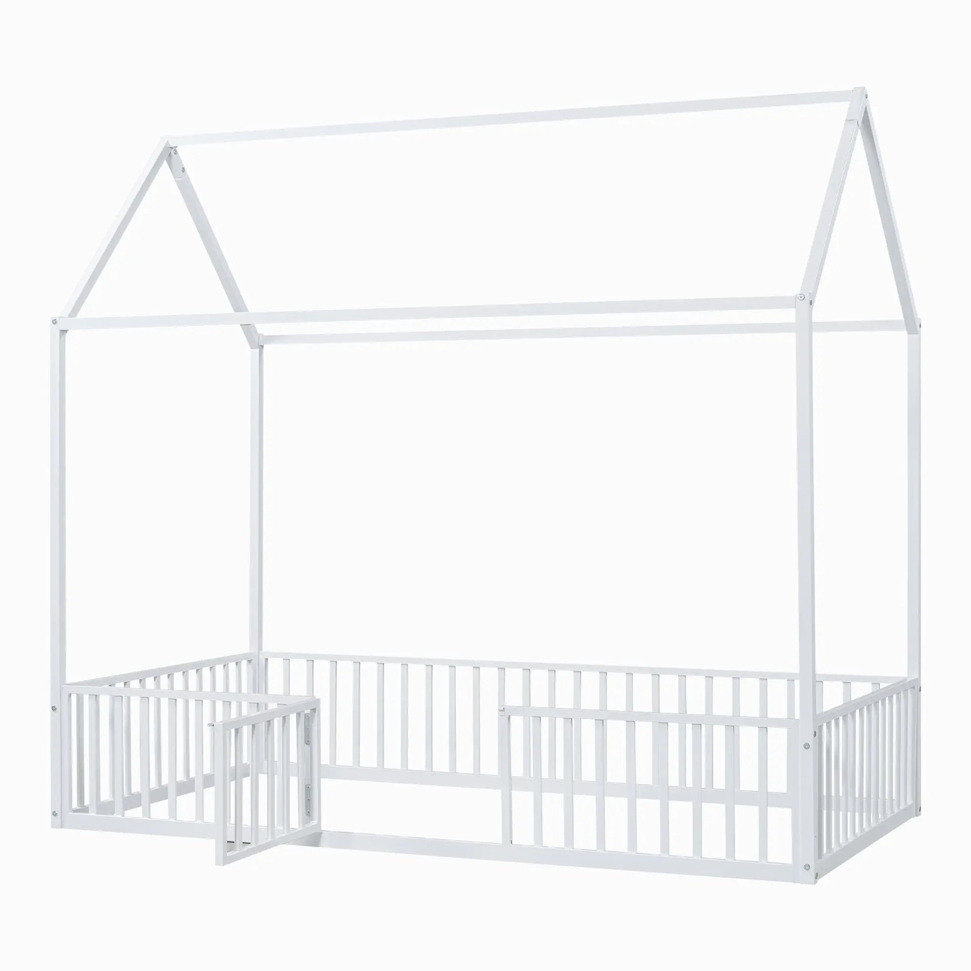 Metal House Bed With Fence And Door by HouseOfZazla