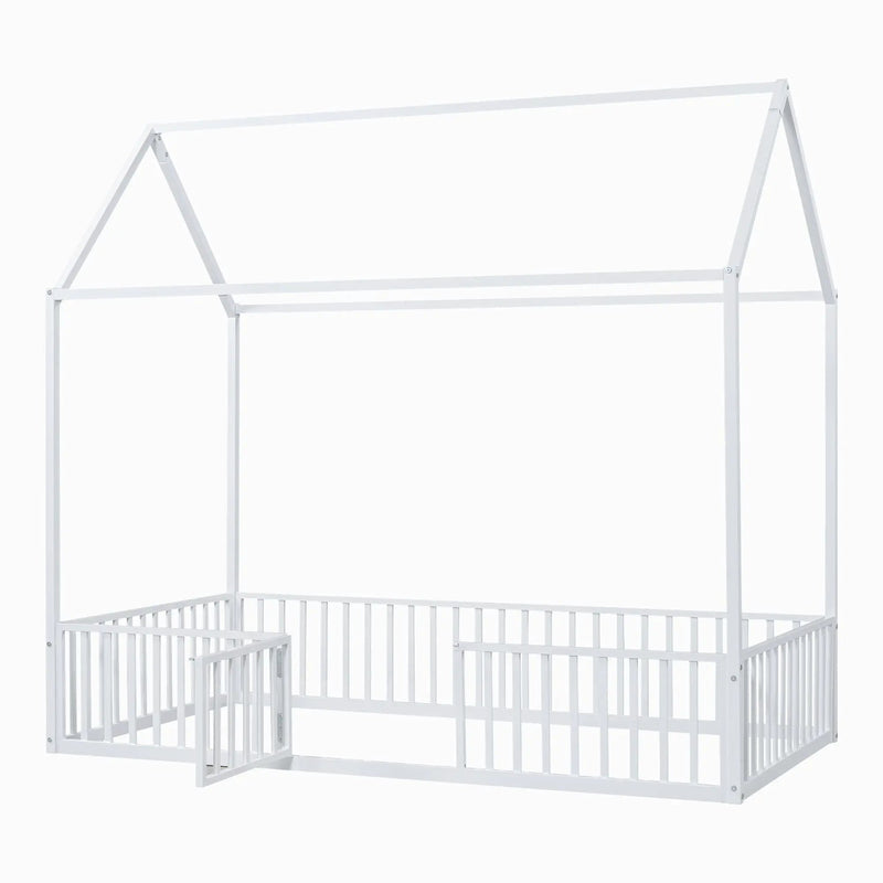 Metal House Bed With Fence And Door by HouseOfZazla