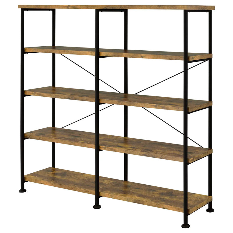 Analiese 63-inch 4-shelf Double Bookshelf Rustic Nutmeg by Unique Piece Furniture