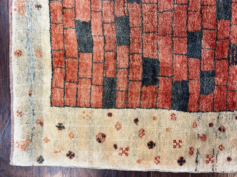 Persian Gabbeh Rug 6x8 ft, Wool Handmade Tribal Rug by Jewel Rugs
