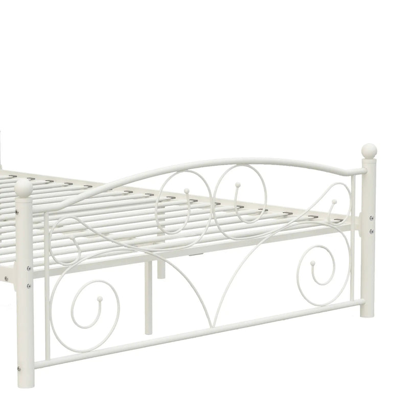 Full Size Unique Flower Sturdy System Metal Bed Frame with Headboard by HouseOfZazla