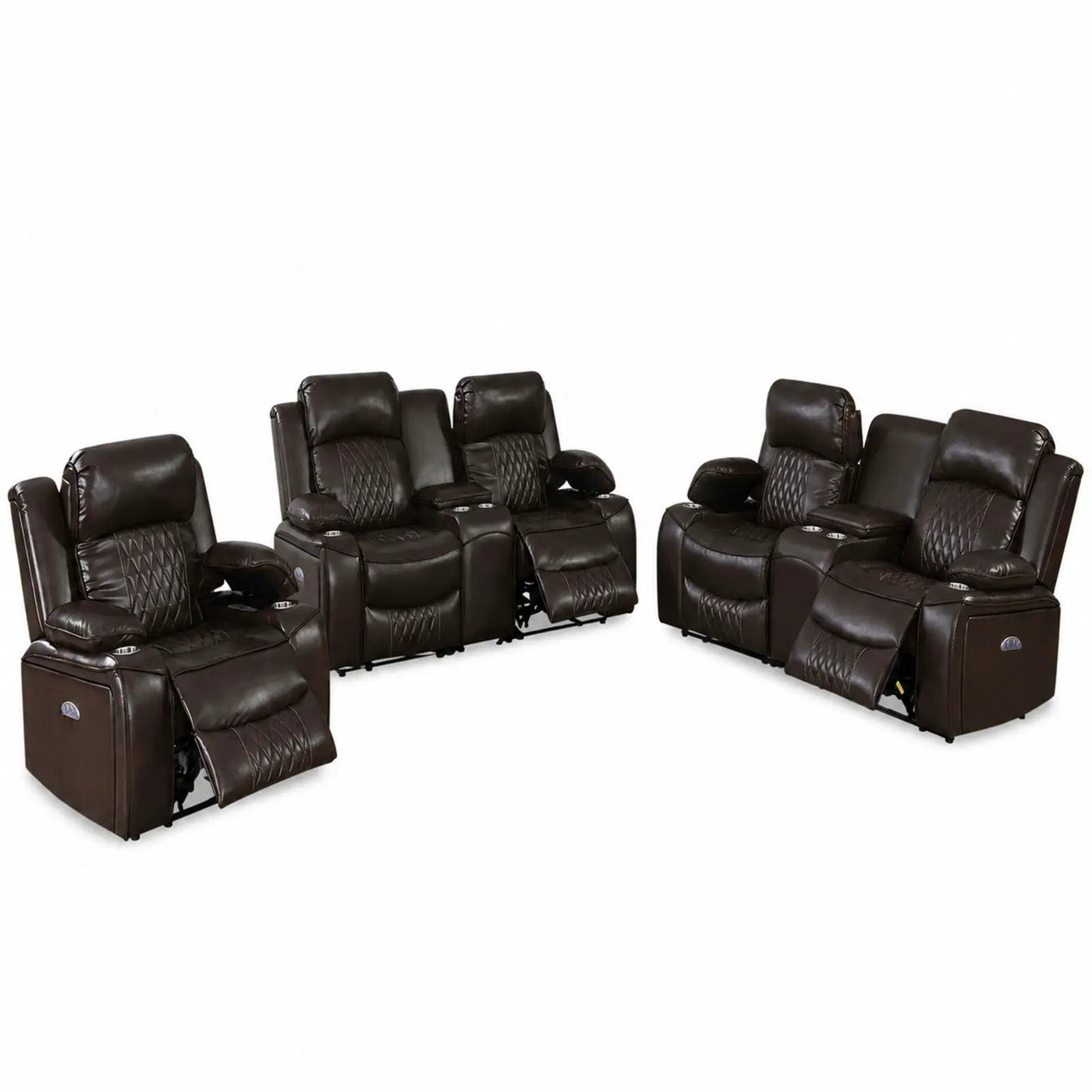 Power Motion Living Room Set With USB Port, Adjustable Headrest, Cup Holder by HouseOfZazla