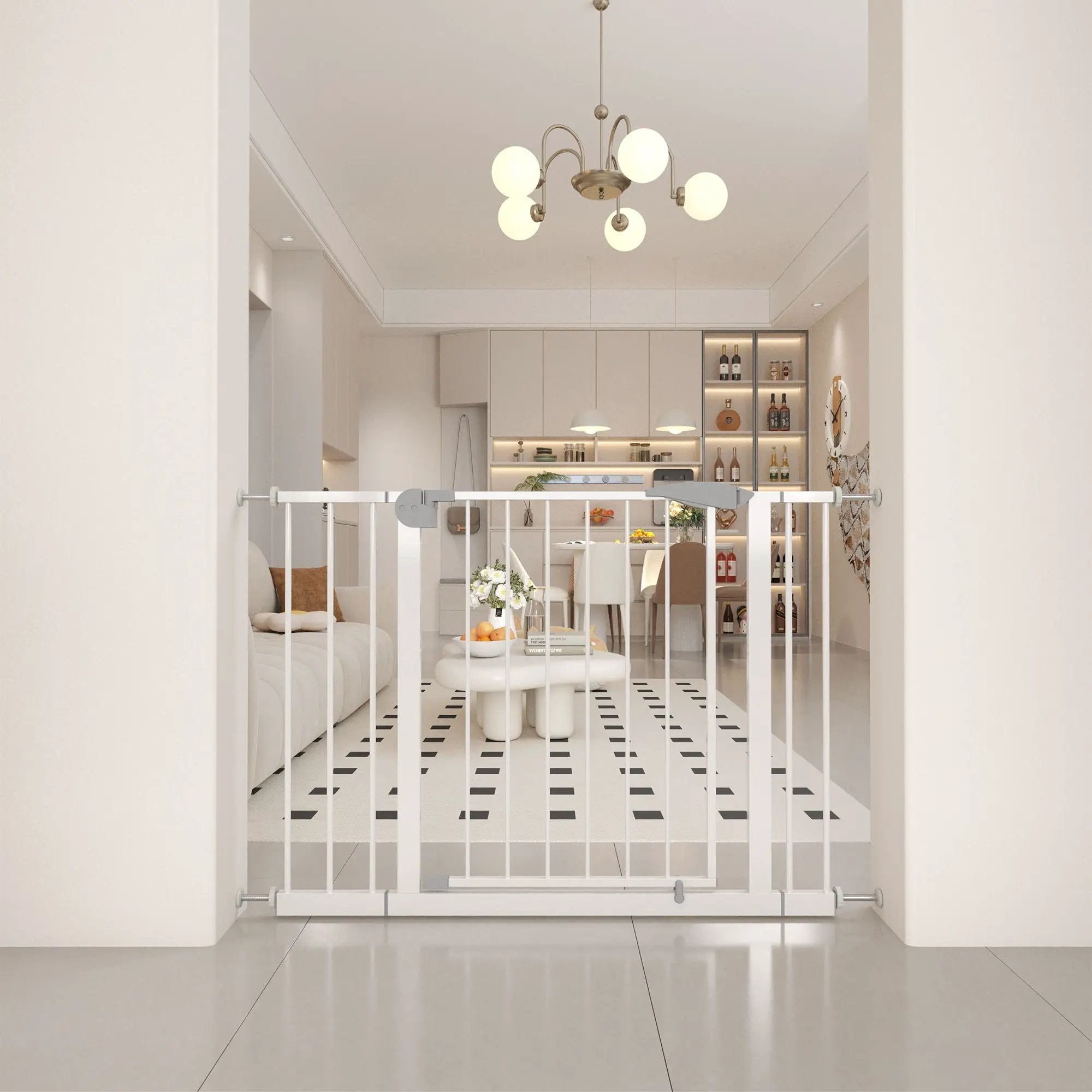 Pressure Mounted Baby Gate For Stairs - White by HouseOfZazla
