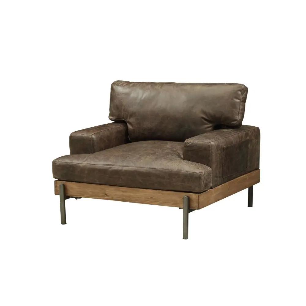 Silchester - Chair - Distress Chocolate Top Grain Leather & Oak by Unique Piece Furniture