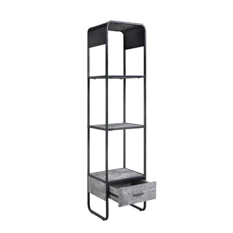 Raziela - TV Stand Side Pier - Concrete Gray & Black by Unique Piece Furniture