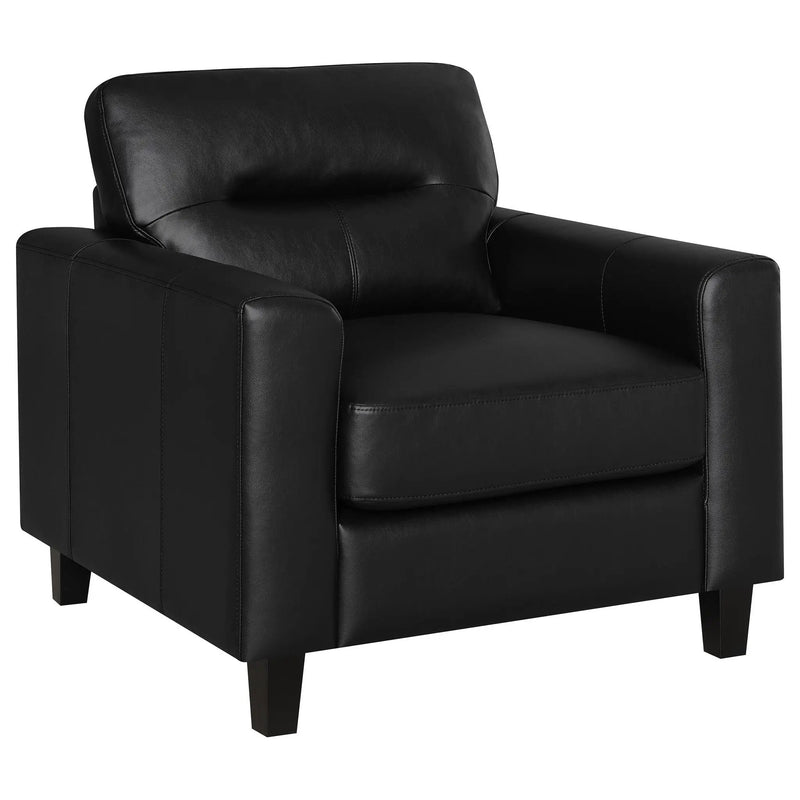 Scotland Faux Leather Upholstered Track Arm Chair Black by Unique Piece Furniture