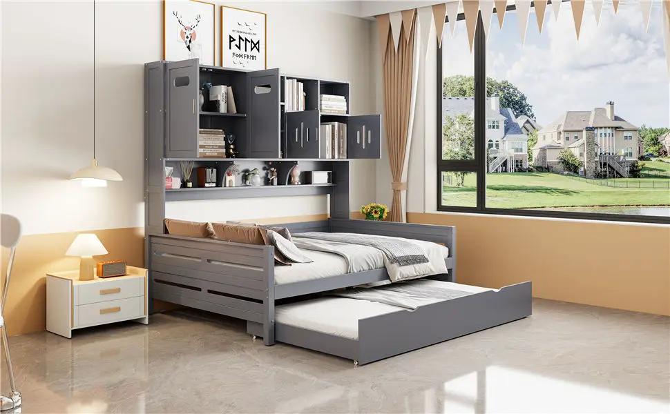 Daybed With All-In-One Cabinet And Shelf by HouseOfZazla
