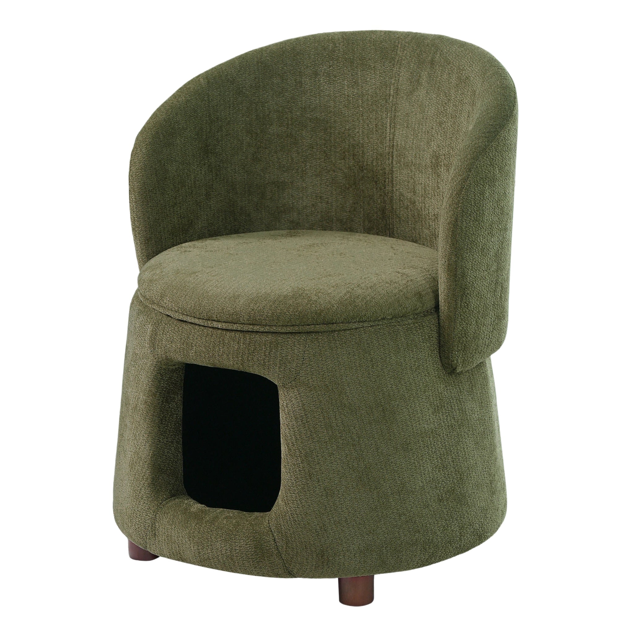 Green Pet Friendly Chair with Hidden Pet Nook and Convertible Stool by HouseOfZazla
