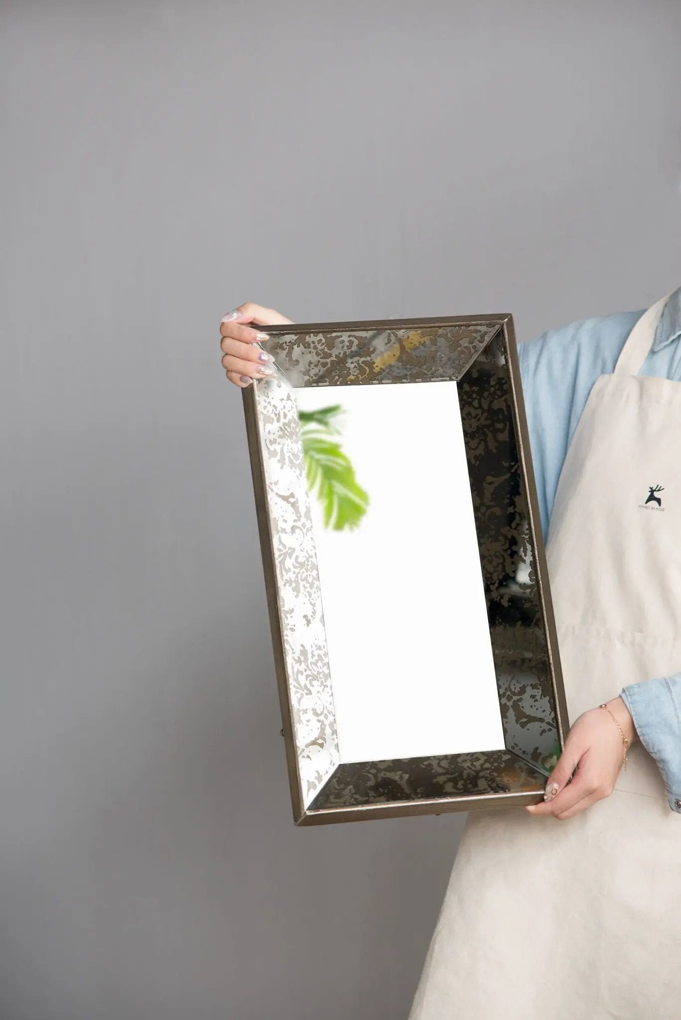 Antique Rectangle Mirror with Floral Accents by HouseOfZazla