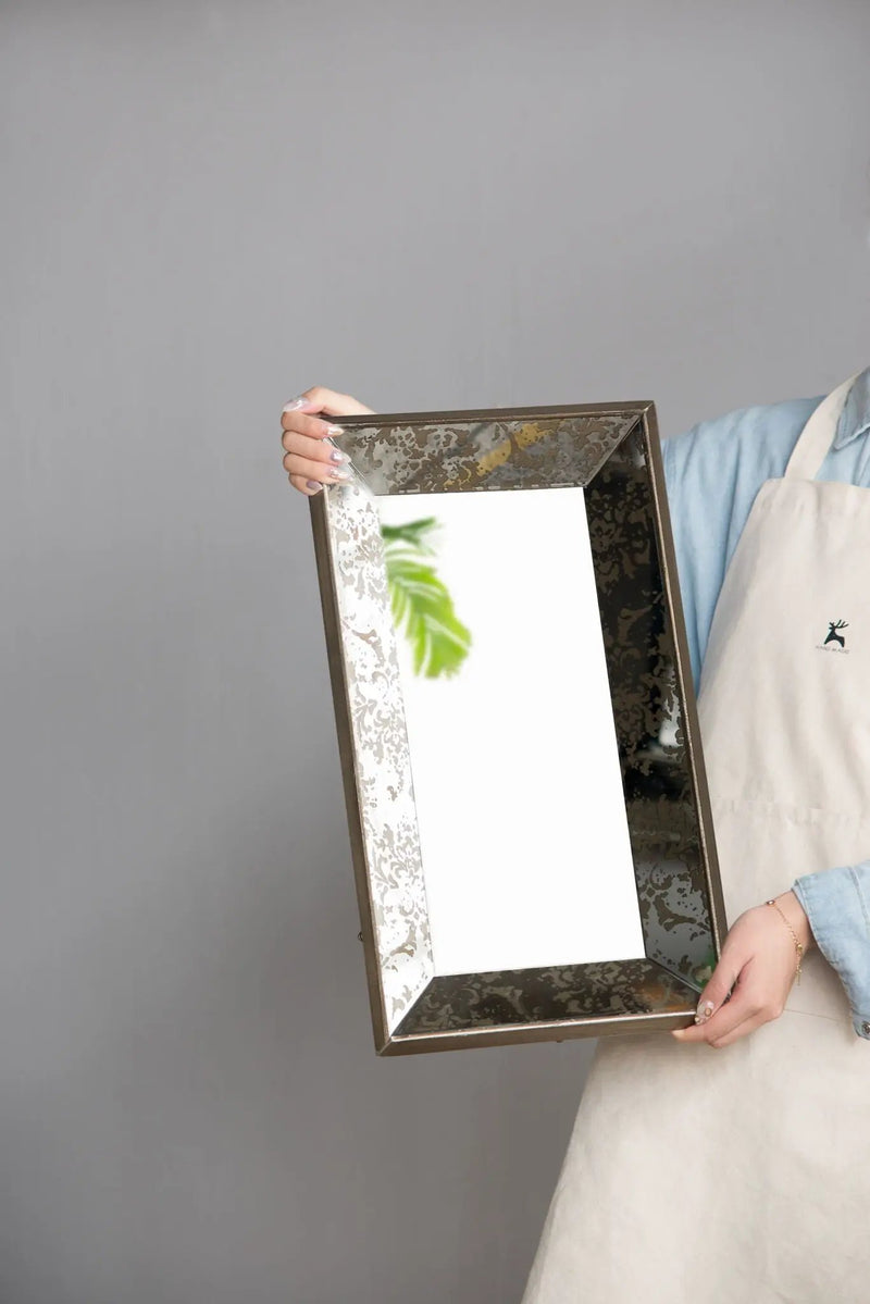 Antique Rectangle Mirror with Floral Accents by HouseOfZazla