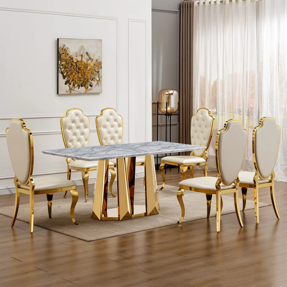 Marble Dining Table for 6 People by HouseOfZazla