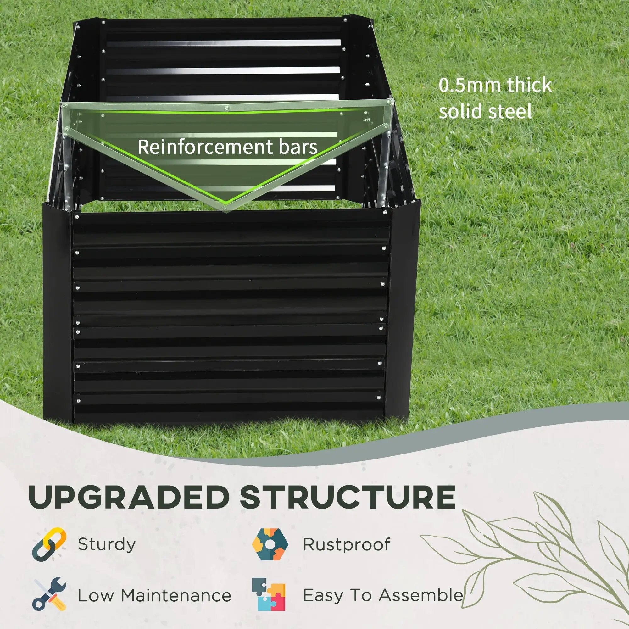 Outsunny Galvanized Raised Garden Bed Kit with Reinforcing Bars by HouseOfZazla