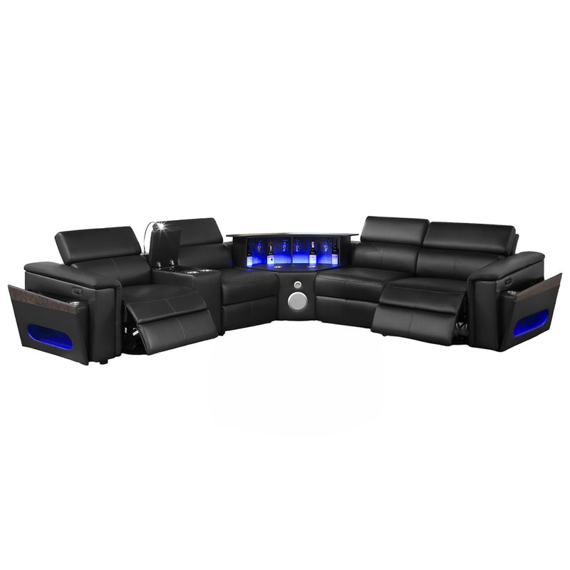 Nova - Sectional With Bluetooth Speaker, LED And Lifting Wine Cabinet by HouseOfZazla