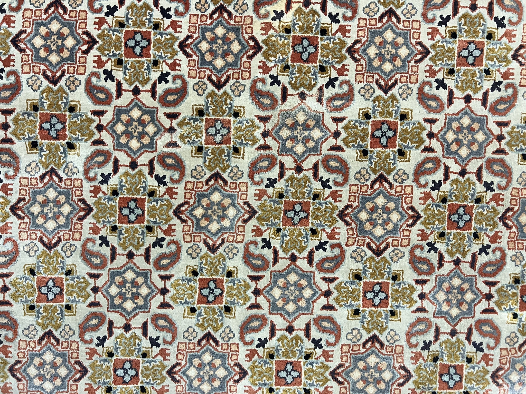 Turkish Kayseri Silk Rug 4x6, Hand Knotted Handmade Vintage Allover Pattern, Fine Silk Oriental Carpet 4 x 6 ft, Traditional Rug, Cream by Jewel Rugs