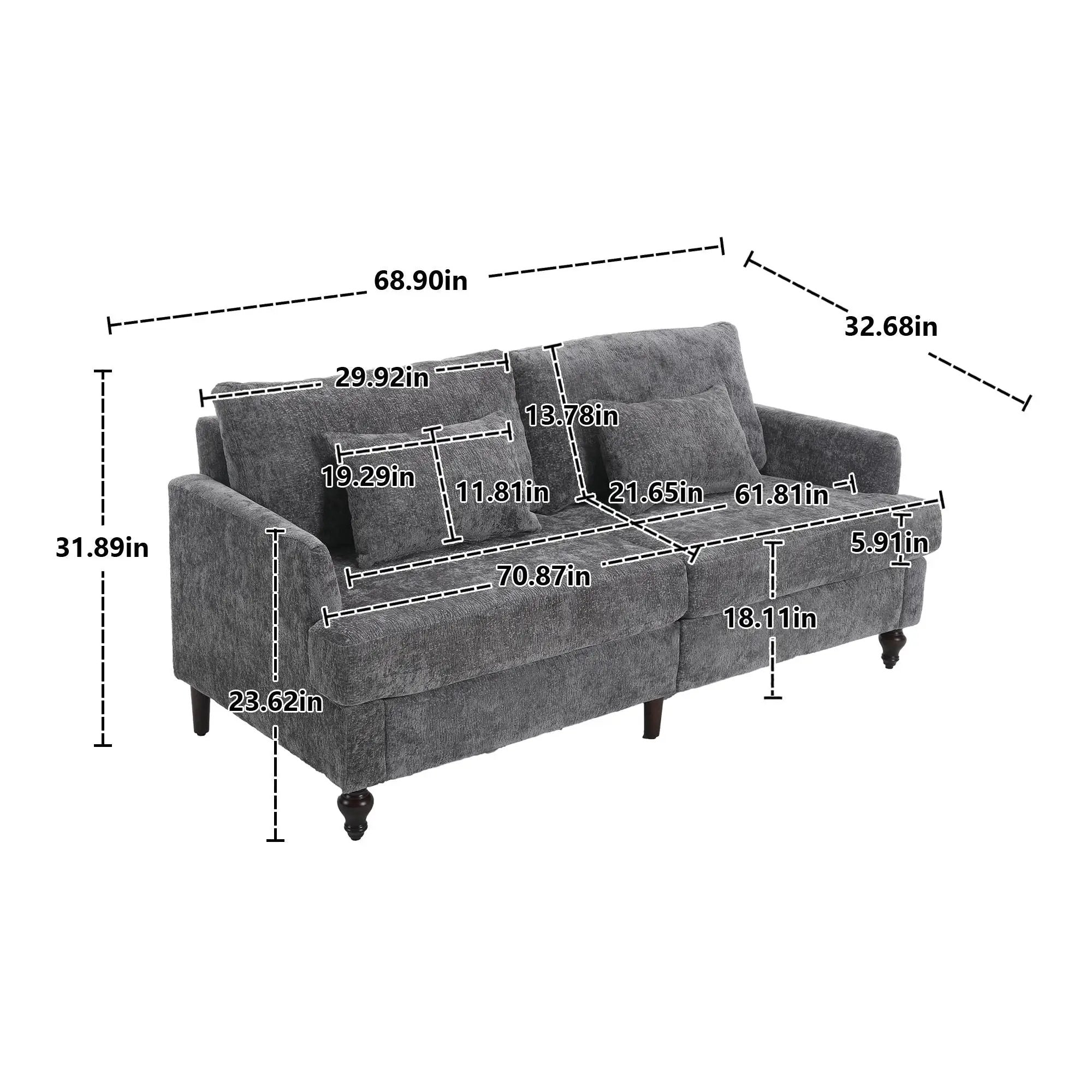 Mid Century Modern Fabric Loveseat Sofa, 2 Seat Upholstered Couch by HouseOfZazla