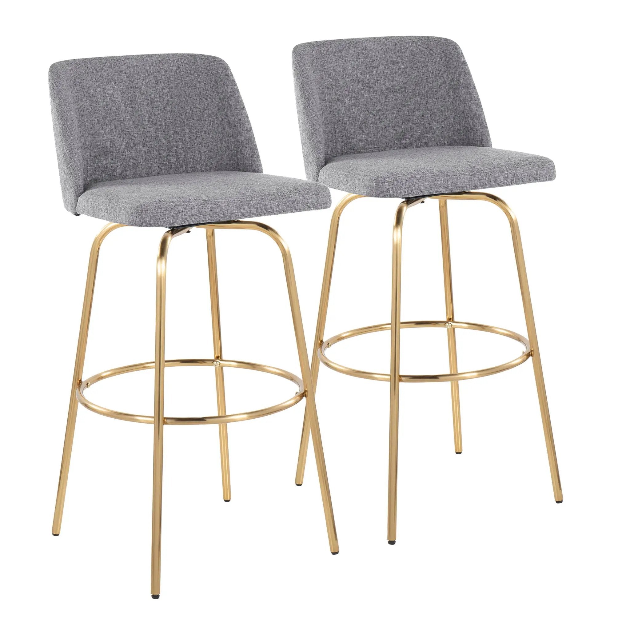 Toriano - Contemporary Fixed Height Barstool With Swivel And Round Footrest (Set of 2) by HouseOfZazla