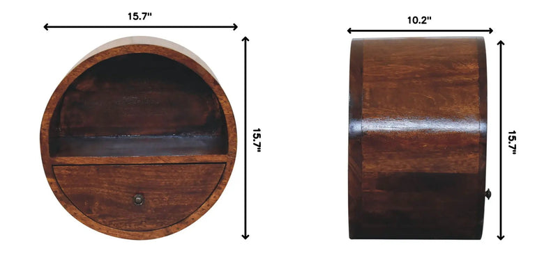 Floating Circle Bedside Table - Chestnut by HouseOfZazla