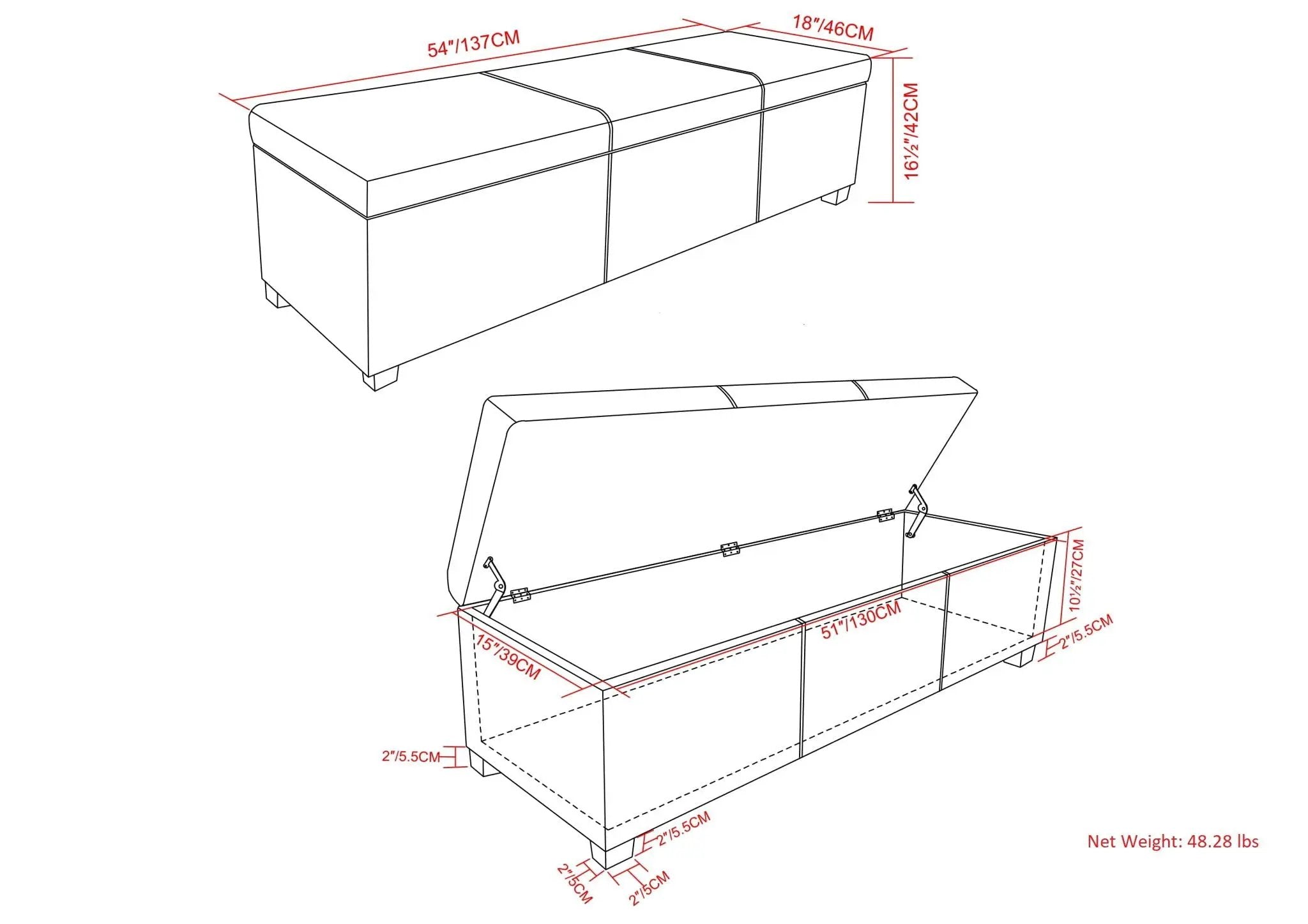 Avalon - Multifunctional Storage Ottoman Bench by HouseOfZazla
