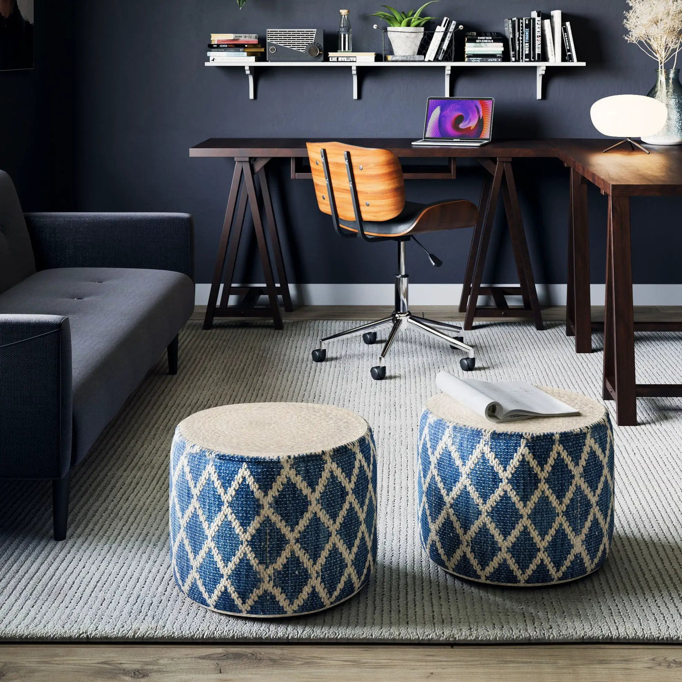 Edgeley - Handcrafted Round Pouf by HouseOfZazla