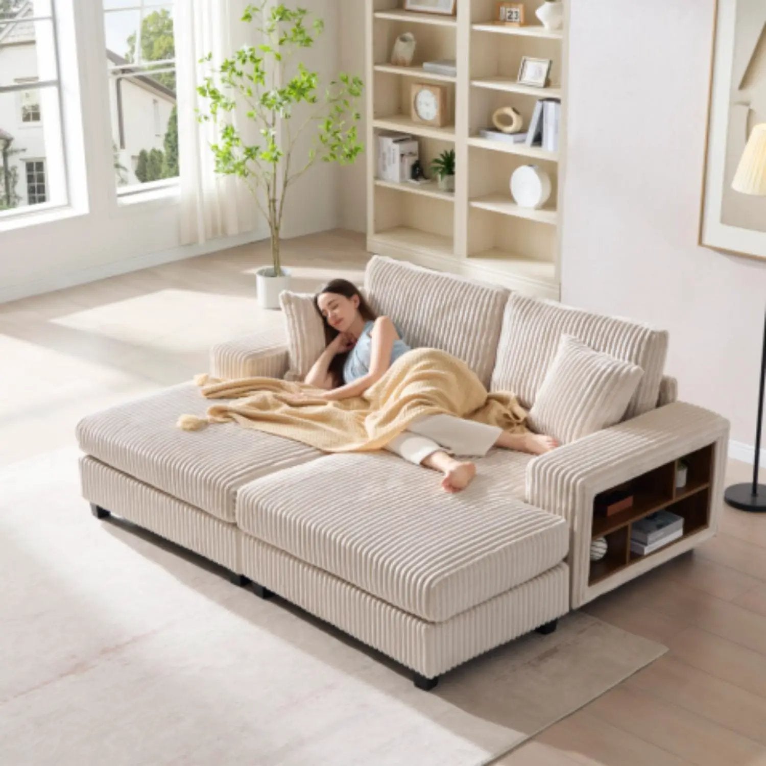 Convertible Sectional Sofa, Sleeper Oversized Living Room Lounge by HouseOfZazla