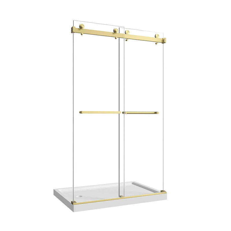 43"-48" W x 76" H Brushed Frameless Shower Door by HouseOfZazla
