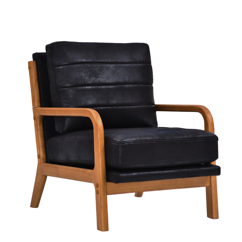 Foil Fabric Wood Armchair with Solid Wood Frame - Neutral, photo 10 of 10