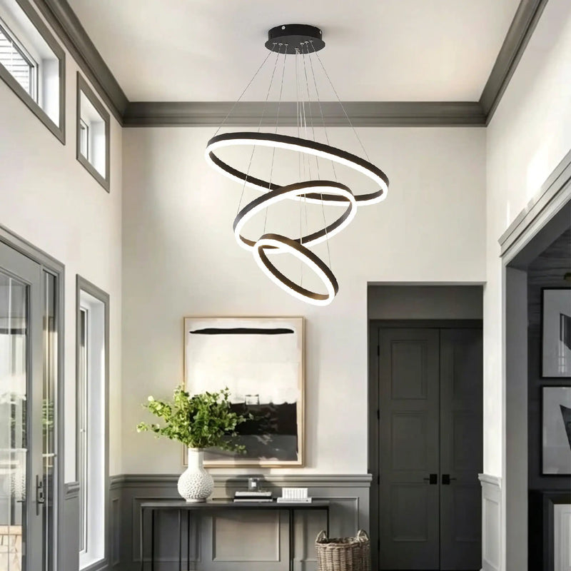 Modern 3 Rings Chandelier with Remote Control by HouseOfZazla