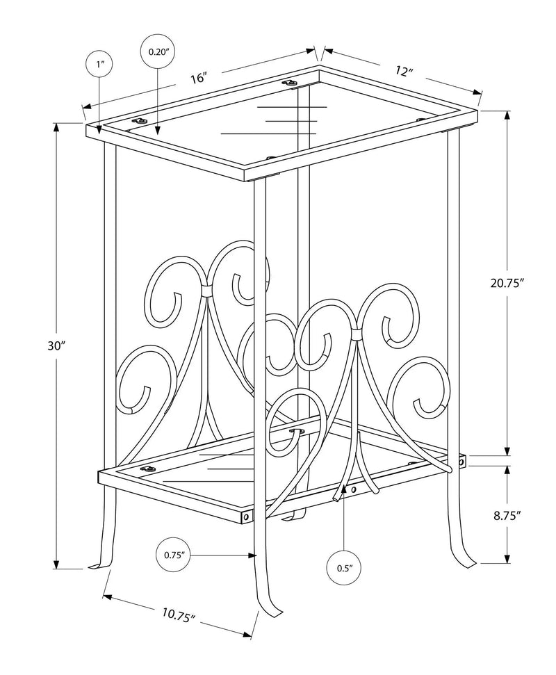 Accent Table, Side Tempered Glass, Transitional - Silver by HouseOfZazla