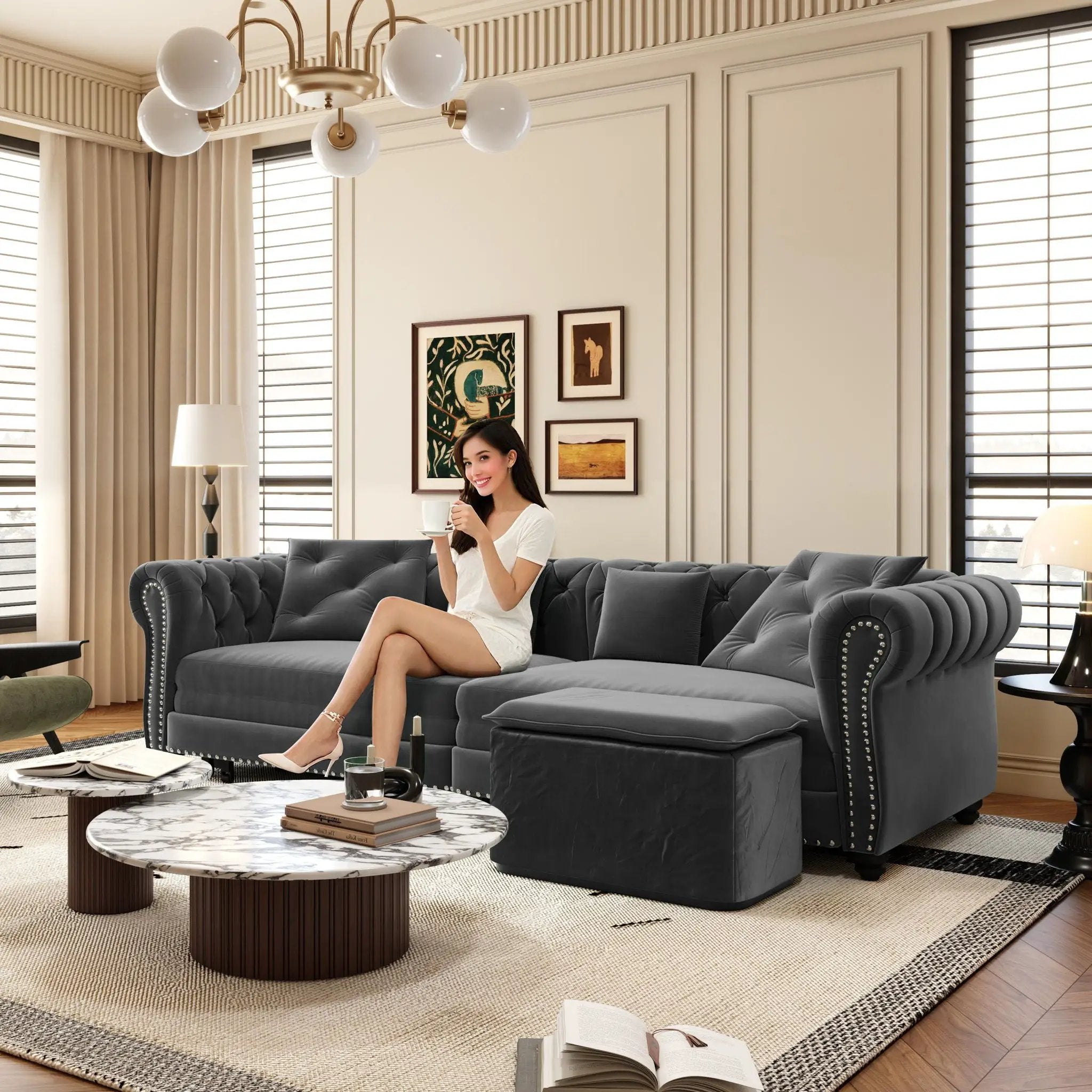 3 In 1 Convertible Sleeper Sofa Bed With Movable Ottoman by HouseOfZazla