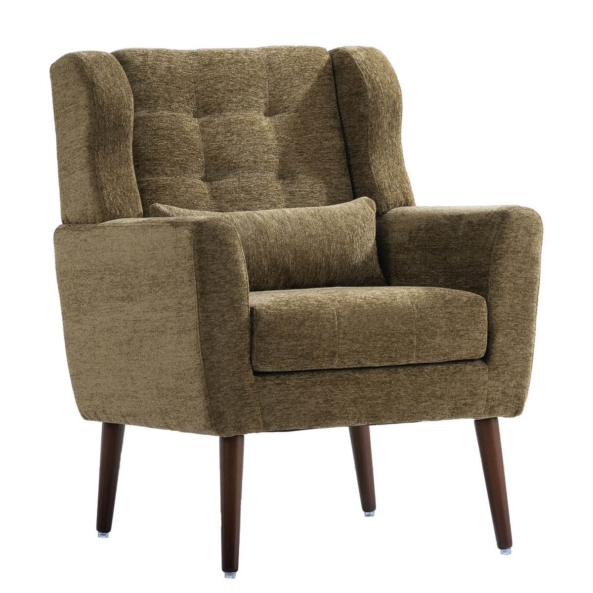 Modern Upholstered Arm Chair with Solid Wood Legs and Pillow - Multiple Colors, photo 5 of 24