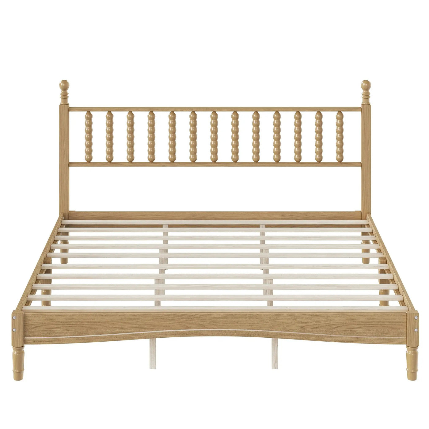 King Size Wood Platform Bed with Gourd Shaped Headboard by HouseOfZazla