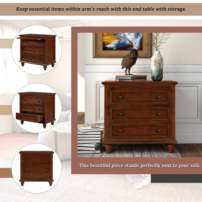 U_STYLE 27.6'' Nightstand with Pine Wood Veneer by HouseOfZazla