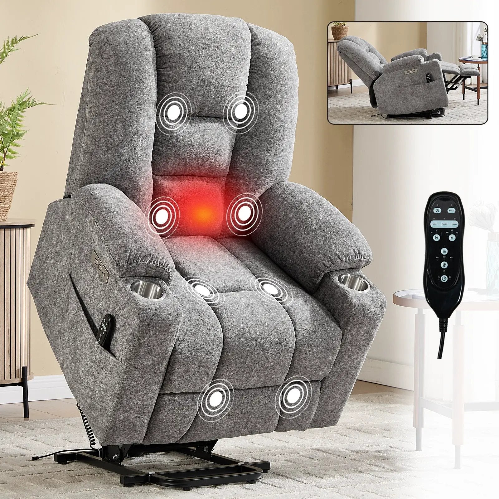 Power Lift Recliner Chair with Massage and Heat by HouseOfZazla