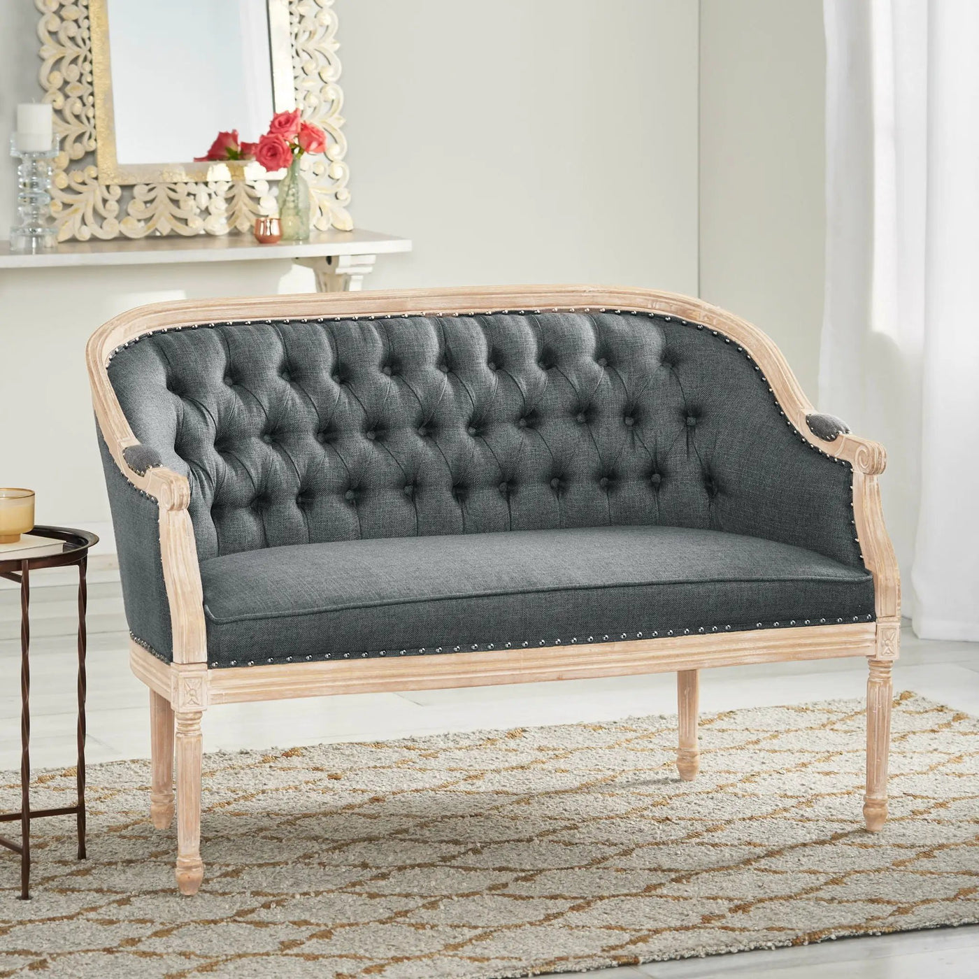 French Country Chesterfield Style Tufted Loveseat by HouseOfZazla