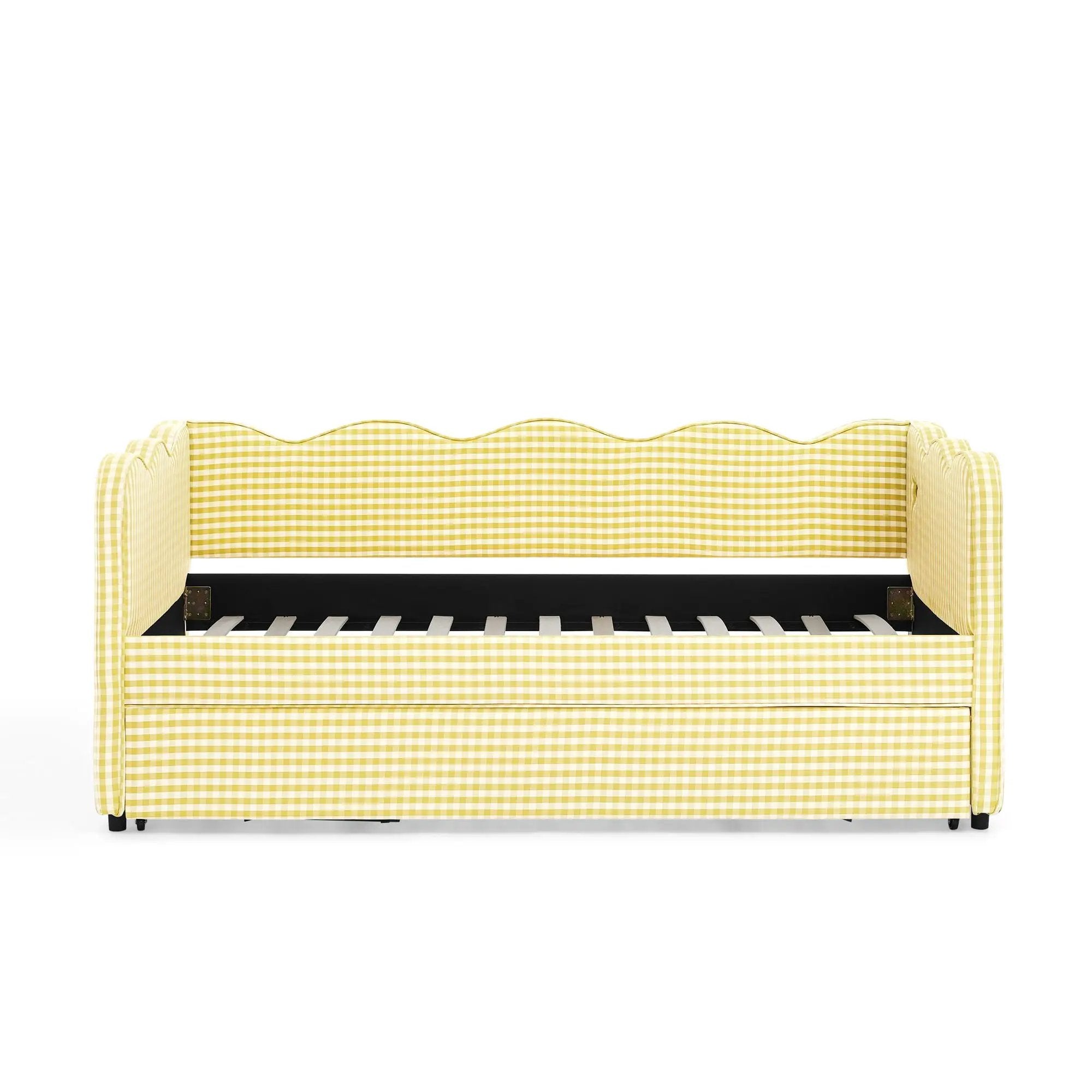 Gingham Daybed With USB Charging Port, Wave-Shaped Design by Unique Piece Furniture